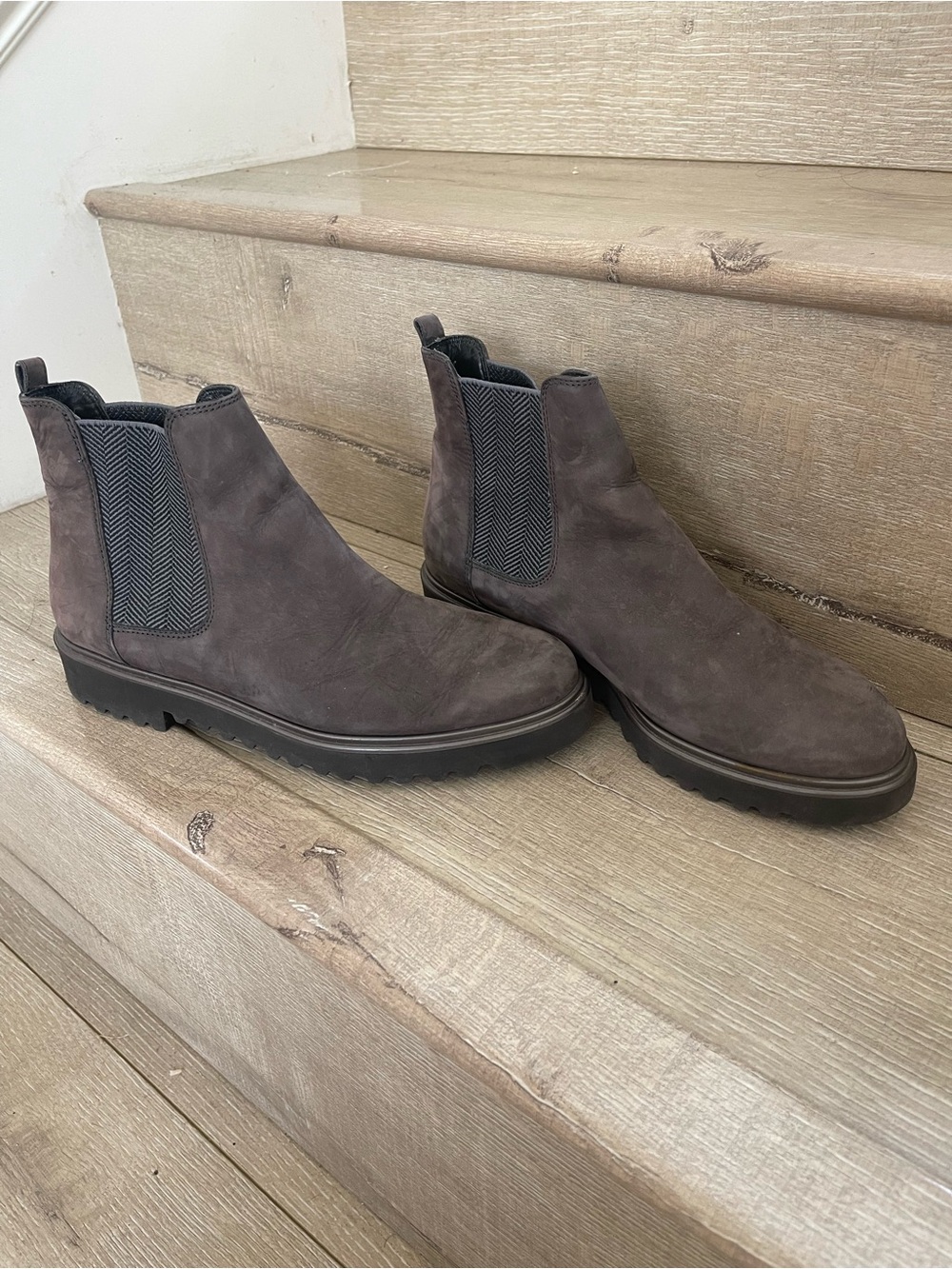Paul Green Women's Gray Suede leather Chelsea Ankle Boots 5,5 made in Austria